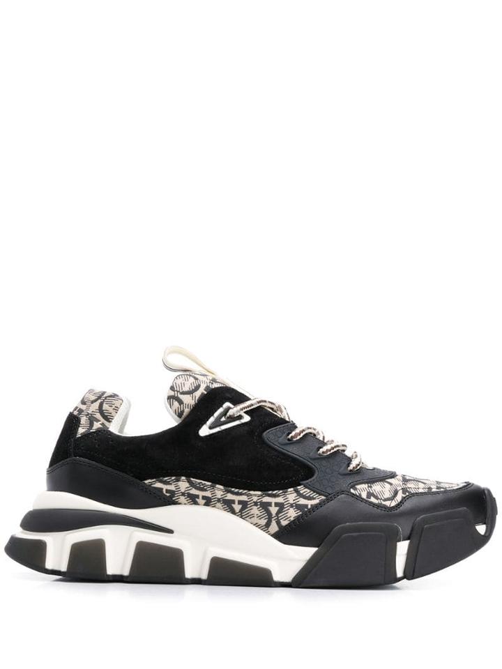 Salvatore Ferragamo Gancini Patterned Sneakers - Black