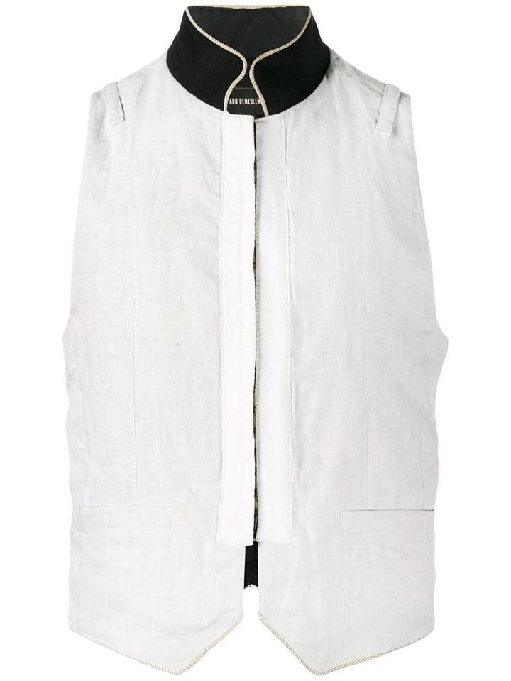 Ann Demeulemeester Contrast Waistcoat, Men's, Size: Medium, White, Cotton/hemp/rayon