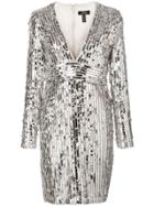 Aidan Mattox Fitted Sequin Dress - Silver