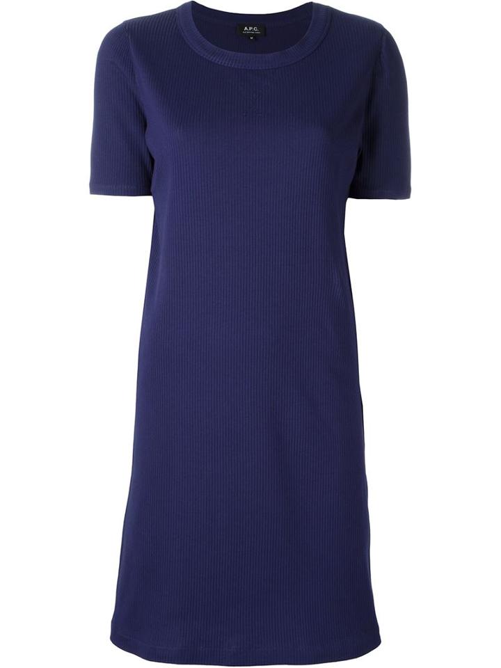A.p.c. Bell Sleeve Dress, Women's, Size: Xs, Blue, Cotton/spandex/elastane