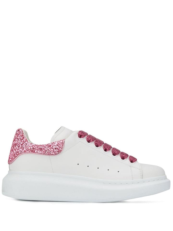 Alexander Mcqueen Oversized Glitter-effect Sneakers - White