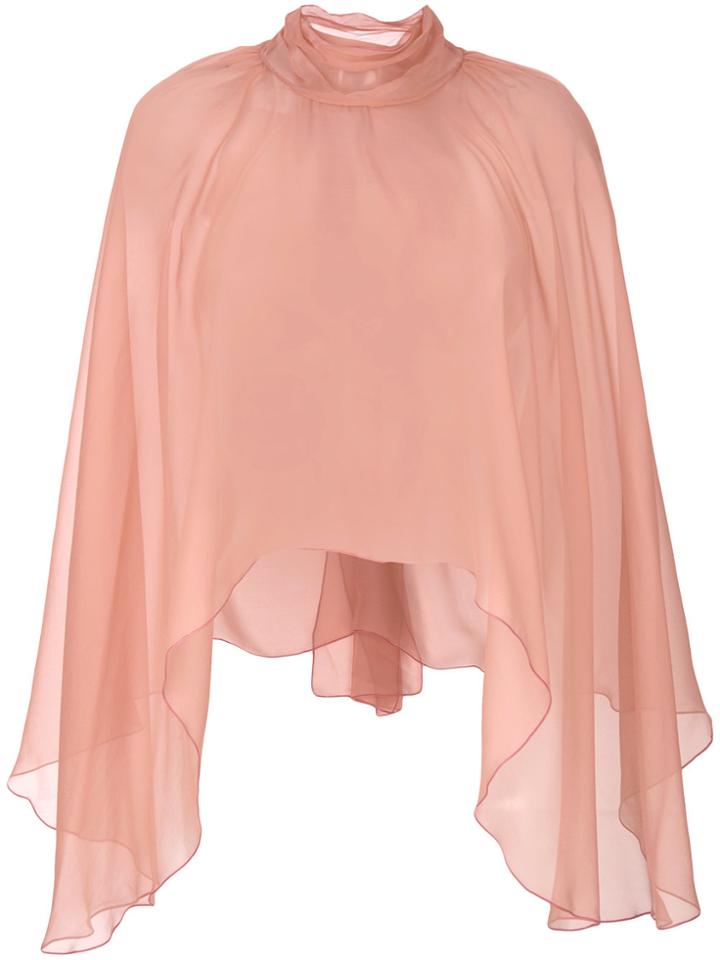 Alberta Ferretti Sheer Band Collar Capelet - Pink & Purple