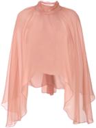 Alberta Ferretti Sheer Band Collar Capelet - Pink & Purple