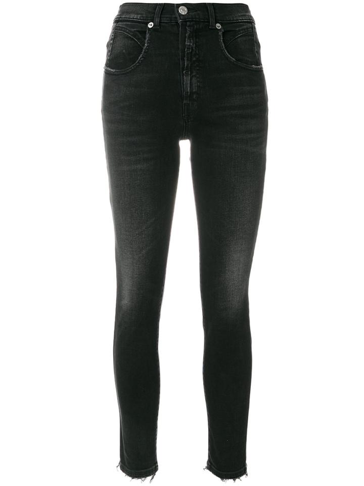 Adaptation Raw Hem Skinny Cropped Jeans - Black