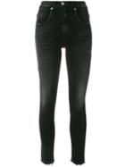 Adaptation Raw Hem Skinny Cropped Jeans - Black