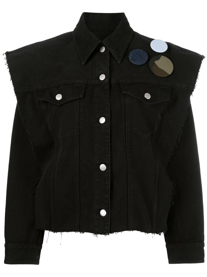 Mm6 Maison Margiela Detachable Sleeve Denim Jacket, Women's, Size: 40, Black, Cotton