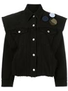Mm6 Maison Margiela Detachable Sleeve Denim Jacket, Women's, Size: 40, Black, Cotton