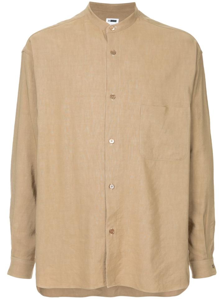H Beauty & Youth Mandarin Collar Shirt - Brown