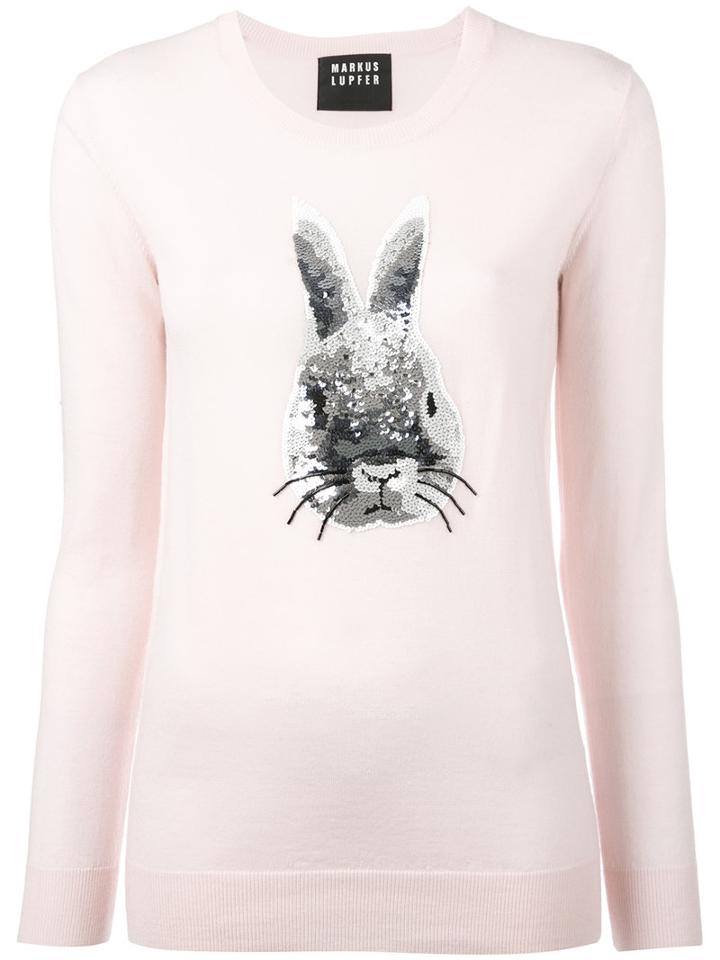 Markus Lupfer - Sequin Bunny Jumper - Women - Merino - Xs, Pink/purple, Merino