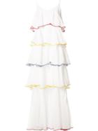 Pleat Trim Flared Dress, Women's, Size: 3, White, Cotton, Lisa Marie Fernandez