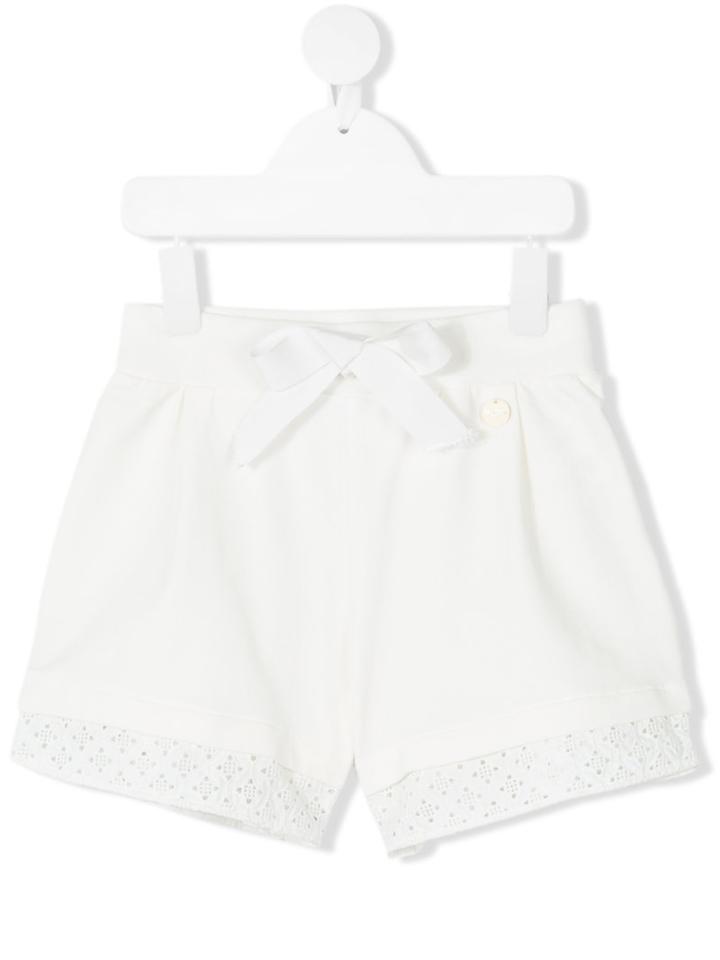 Lanvin Petite - Lace-up Shorts - Kids - Cotton - 12 Yrs, White