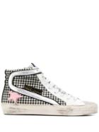 Golden Goose Checked High Top Sneakers - White