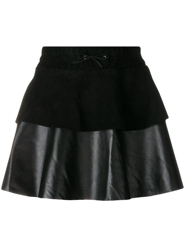 Filles A Papa Ruffled Leather Mini Skirt - Black