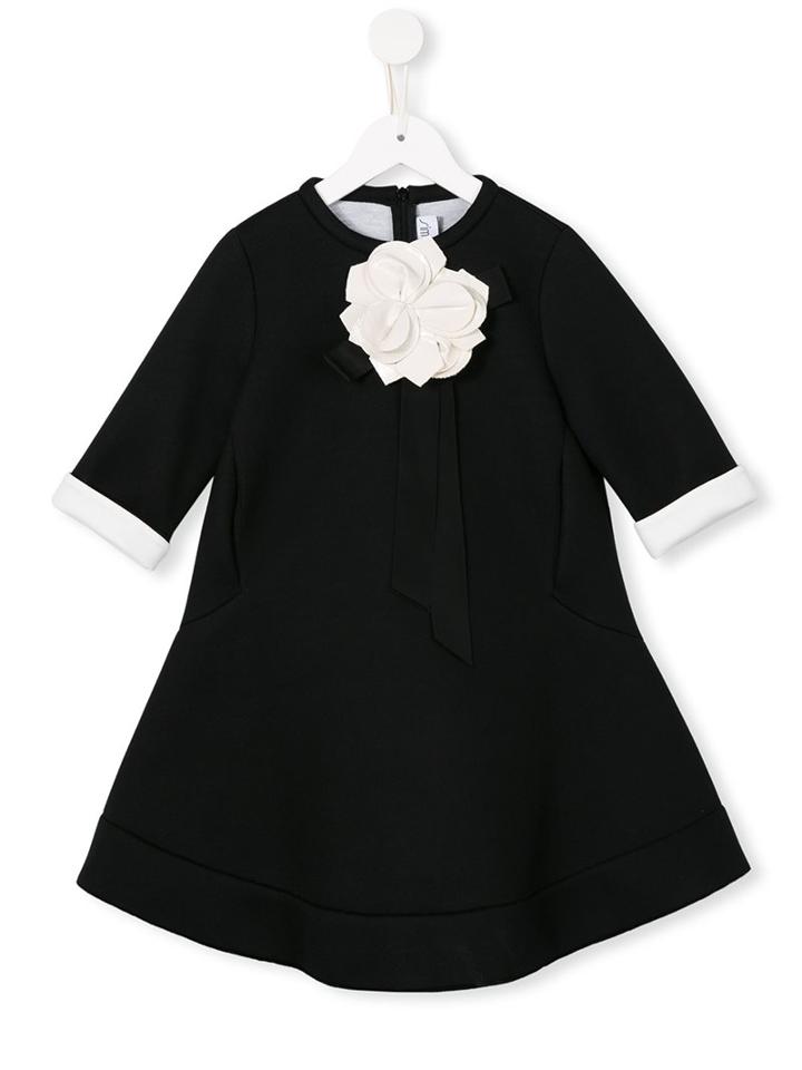 Simonetta Floral Appliqué Dress, Girl's, Size: 8 Yrs, Black