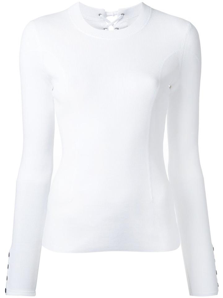 3.1 Phillip Lim Military Rib Knit Top, Women's, Size: Medium, White, Polyester