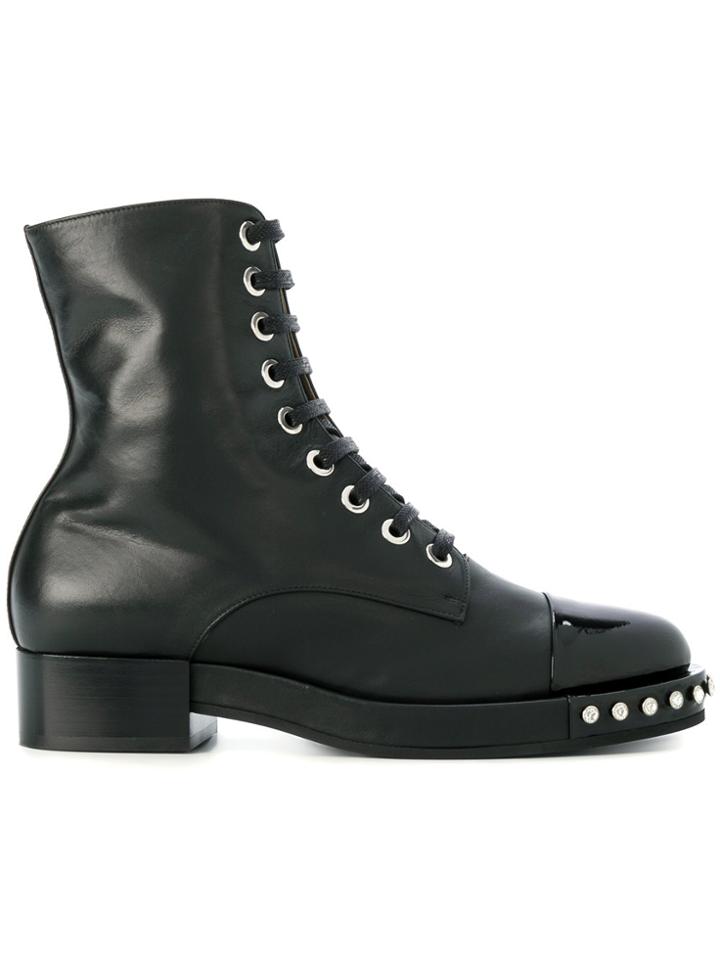 No21 Studded Lace -up Ankle Boots - Black