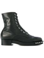 No21 Studded Lace -up Ankle Boots - Black