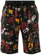 Coach Cowboy Print Drawstring Shorts, Men's, Size: Medium, Black, Wool/polyester/cupro