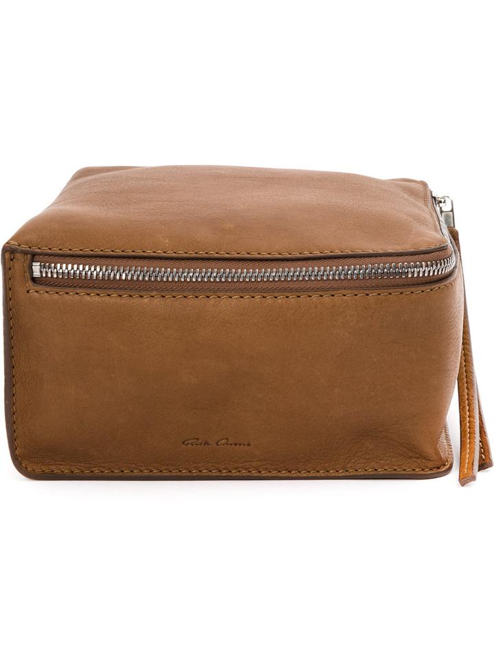 Rick Owens - Box Style Zip Clutch - Men - Calf Leather/lamb Skin - One Size, Brown, Calf Leather/lamb Skin