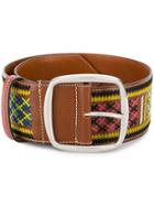Etro Embroidered Thick Belt - Brown