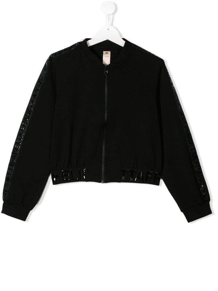 Elisabetta Franchi La Mia Bambina Side Logo Stripe Bomber Jacket -