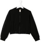 Elisabetta Franchi La Mia Bambina Side Logo Stripe Bomber Jacket -