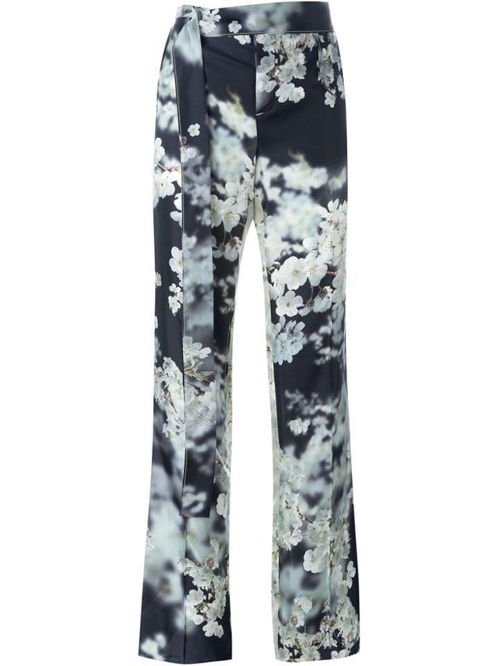 Calvin Klein Floral Print Tailored Trousers - Black