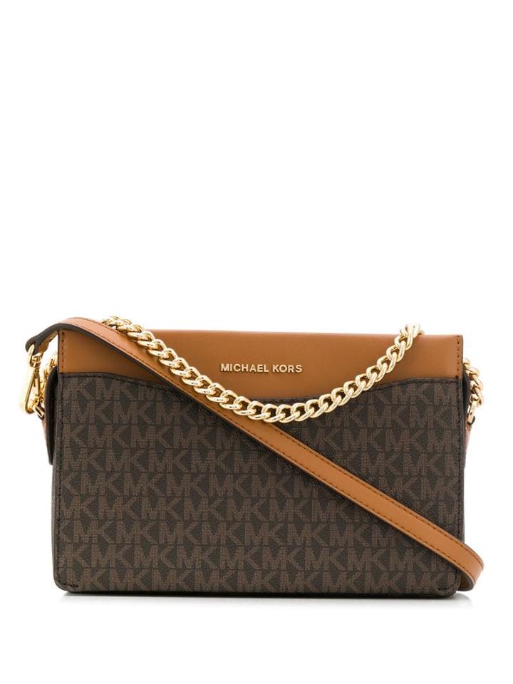 Michael Michael Kors Monogram Chain Shoulder Bag - Brown