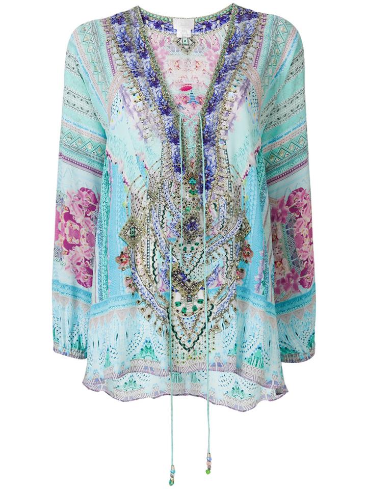 Camilla Lace-up Blouse - Blue