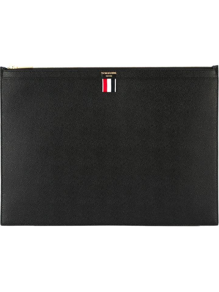 Thom Browne Large Zip Clutch, Men's, Black, Leather