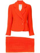 Chanel Vintage Long Sleeve Tweed Suit Skirt - Orange
