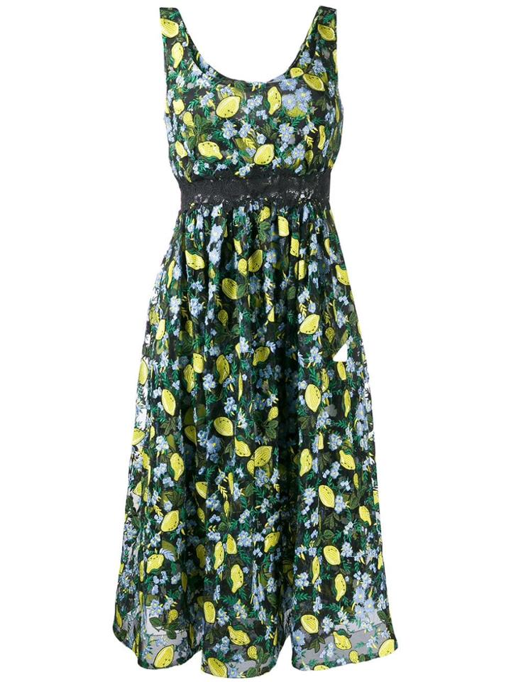 Diane Von Furstenberg Lemon Print Dress - Black