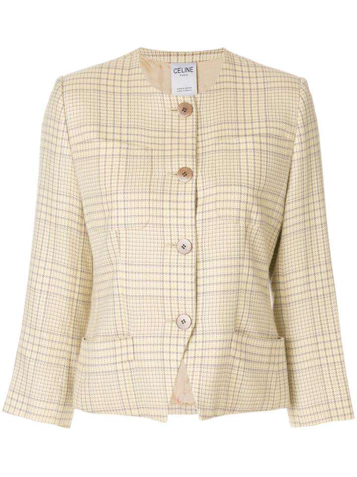 Céline Vintage Classic Plaid Blazer - Yellow & Orange