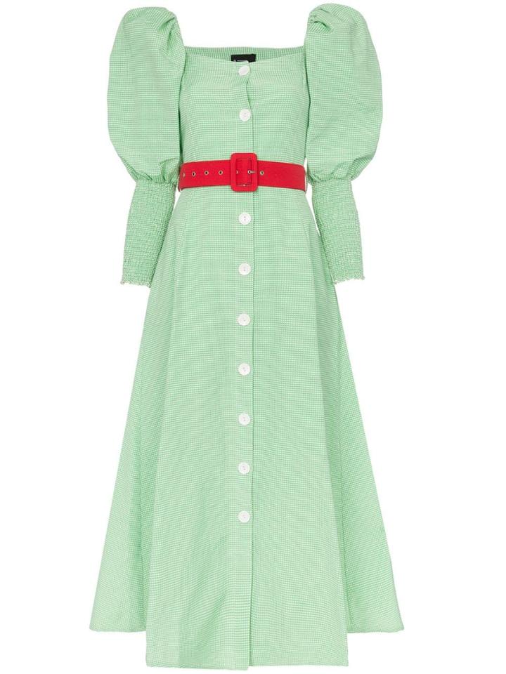 N Duo Dance Through The Meadows Balloon Sleeves Midi Dress - Green