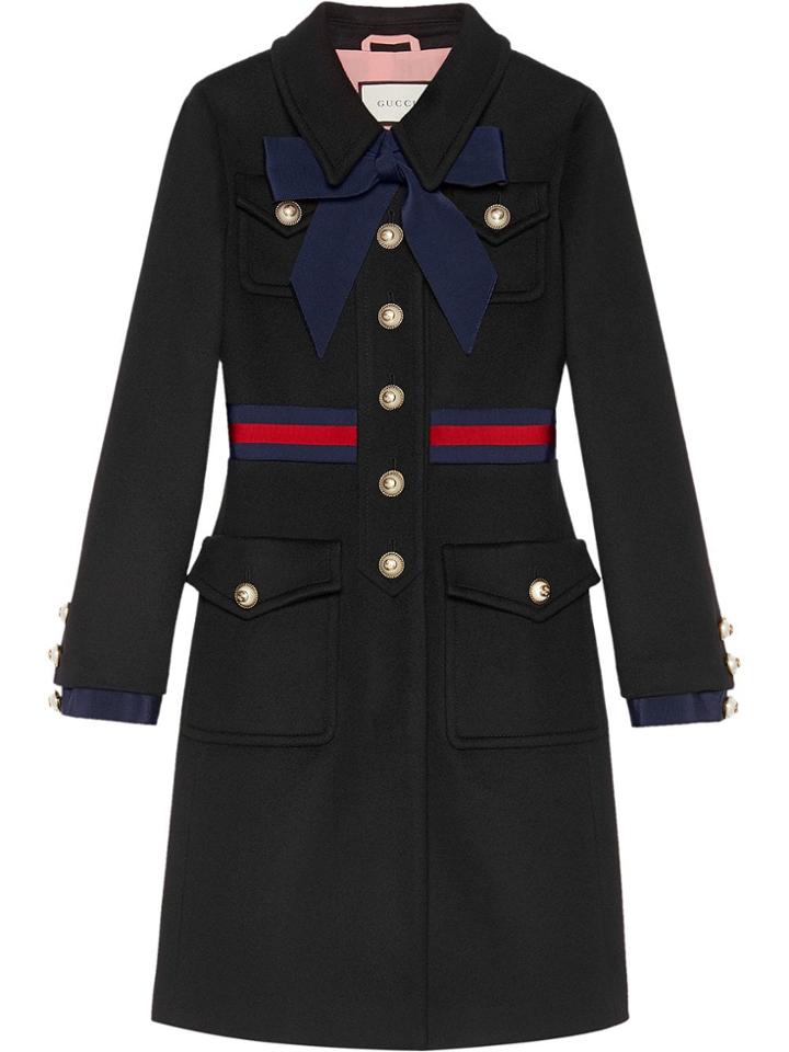 Gucci Wool Coat With Web - Blue