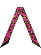 Gucci Neck Bow With Leopard Print - Pink