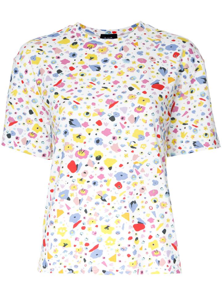G.v.g.v. Floral Print T-shirt, Women's, Size: Xs, White, Polyurethane/rayon