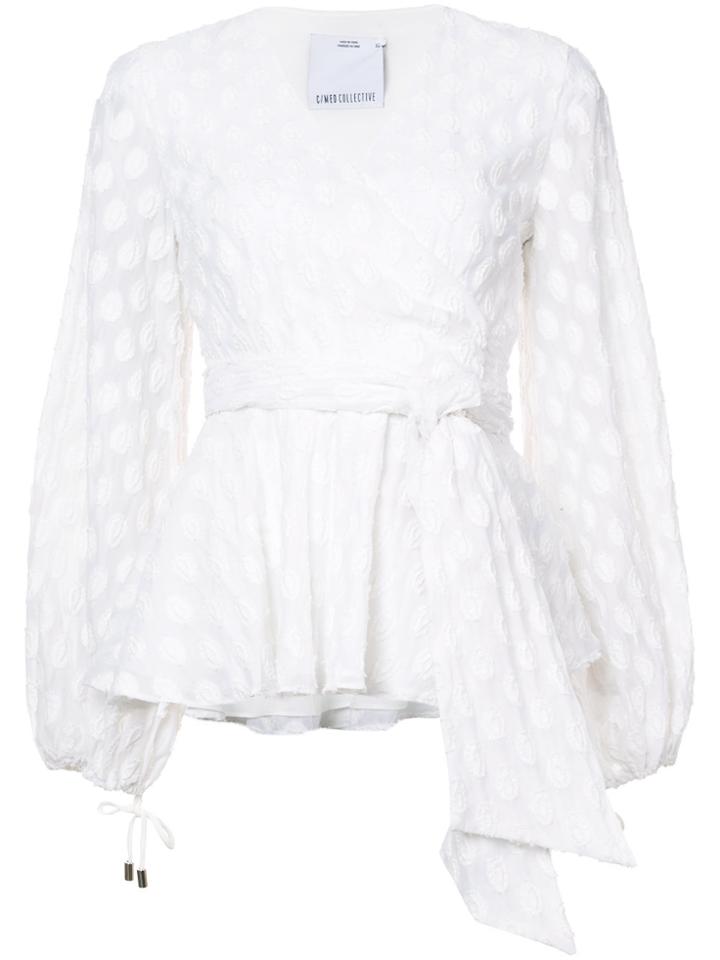 C/meo Belted V-neck Blouse - White