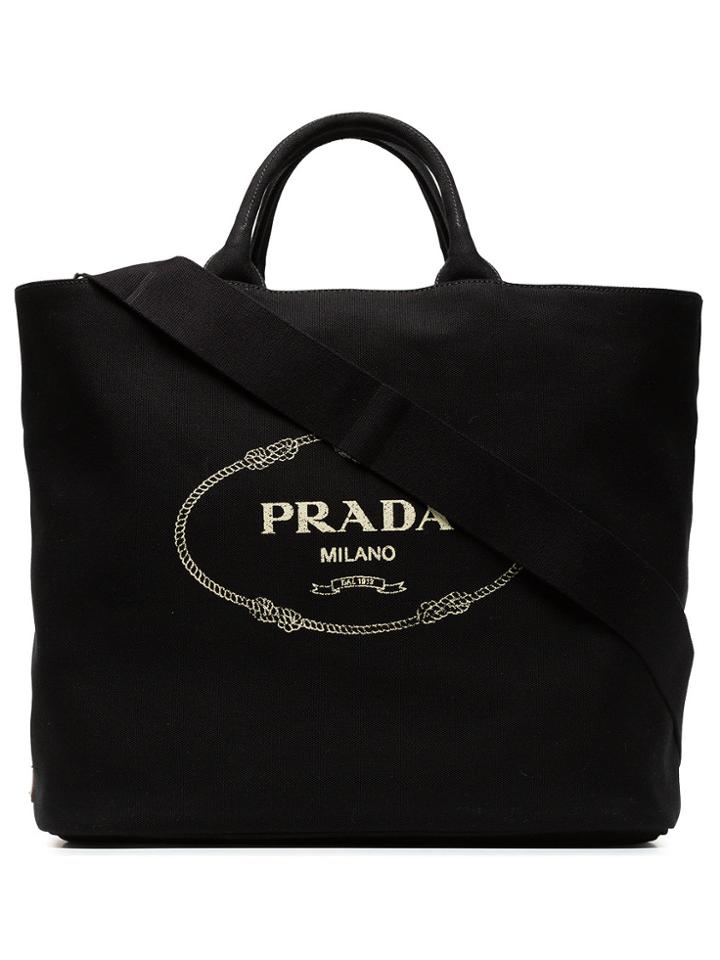 Prada Black Gardener Large Cotton Tote