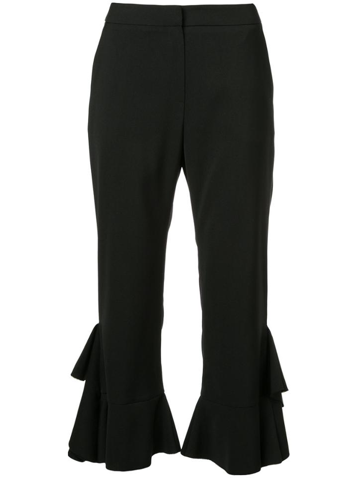 Goen.j Ruffle-trimmed Flared Pants - Black