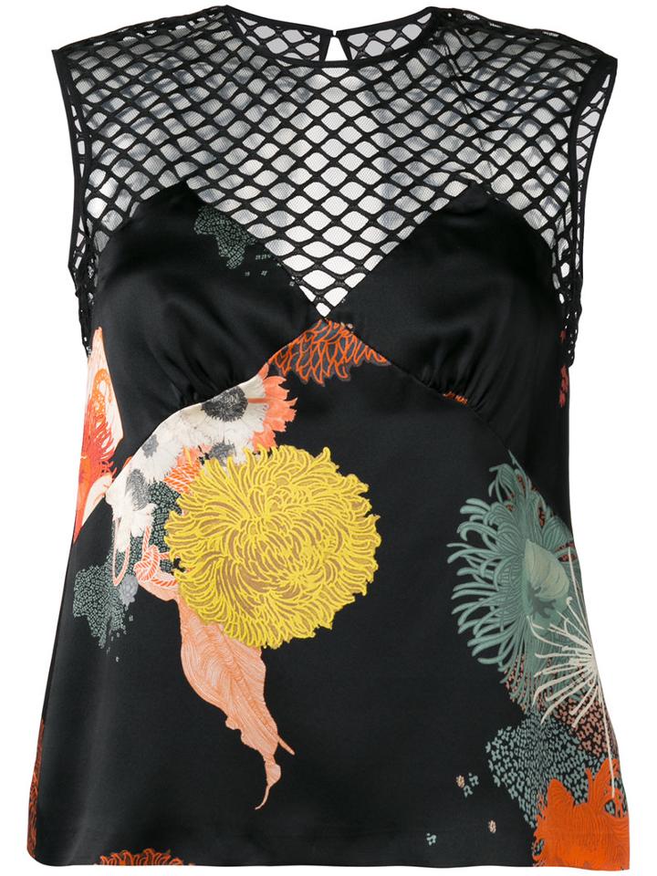 Dries Van Noten Cut Out Patterned Top, Women's, Size: 36, Black, Silk