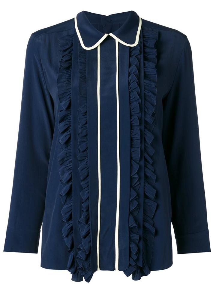 Marni Ruffled Blouse, Size: 40, Blue, Acetate/silk