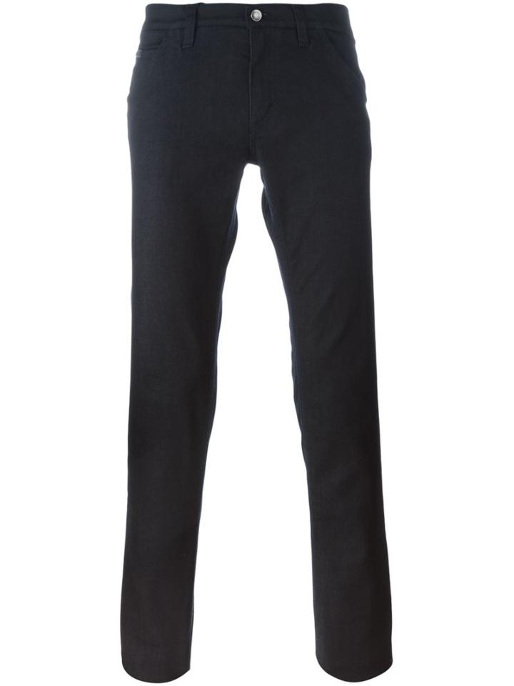 Dolce & Gabbana Denim Trousers, Men's, Size: 48, Blue, Cotton/calf Leather/spandex/elastane