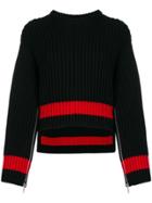 Alexander Mcqueen Zipped Sleeves Chunky Knit Sweater - Black