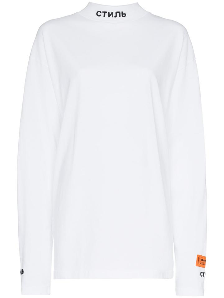 Heron Preston Logo Mock Neck Long Sleeve T-shirt - White