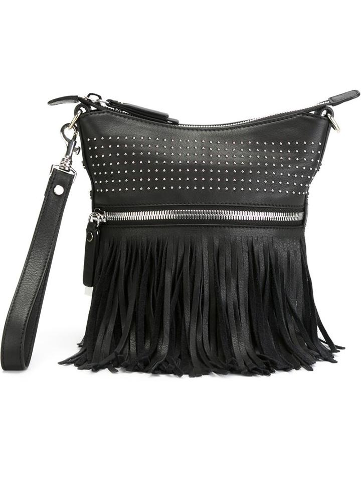 Diesel Black Gold Studded Fringe Clutch