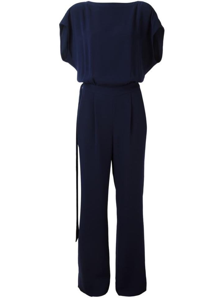 Diane Von Furstenberg 'sandra' Boatneck Crepe Jumpsuit, Women's, Size: 2, Blue, Triacetate/polyester