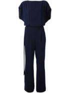 Diane Von Furstenberg 'sandra' Boatneck Crepe Jumpsuit, Women's, Size: 2, Blue, Triacetate/polyester
