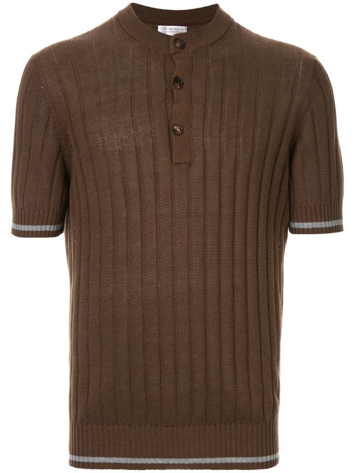 Brunello Cucinelli Short Sleeve Knitted Sweater - Brown