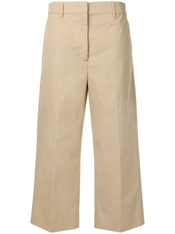 Prada High-waist Cropped Trousers - Neutrals